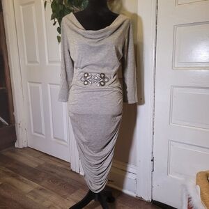 Vtg VENUS Shimmering Gold Beaded Dress